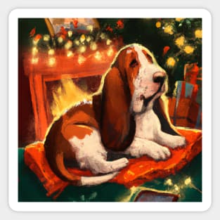 Cute Basset Hound Drawing Sticker